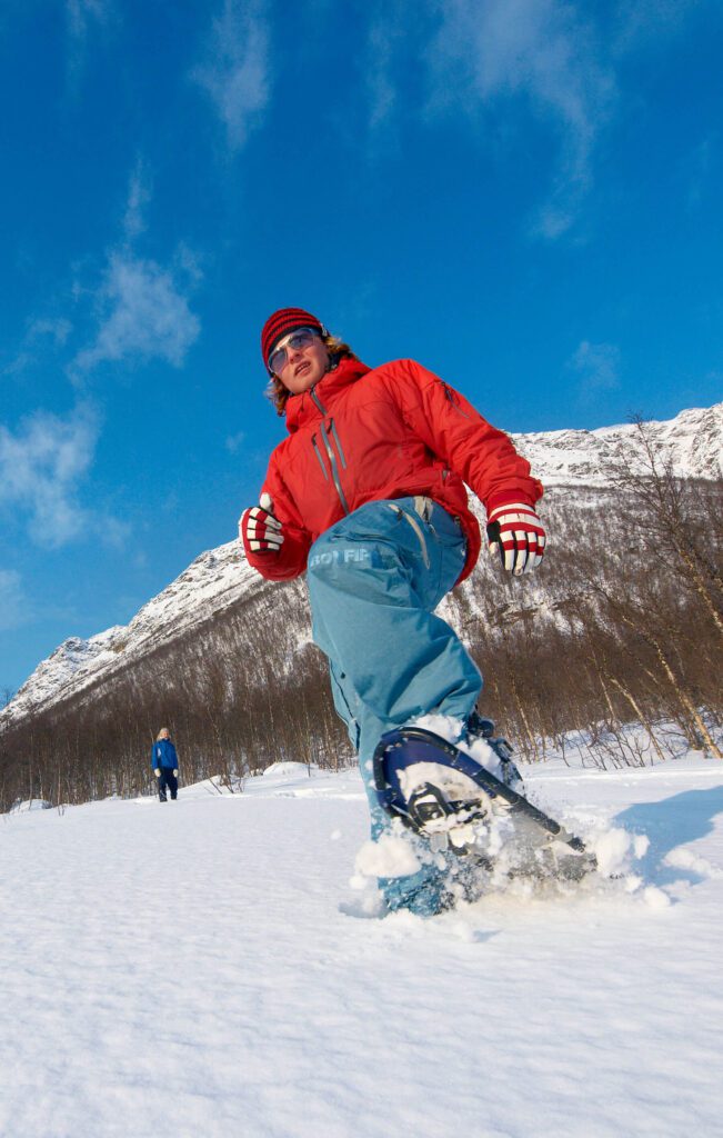 Person with snowshoes on