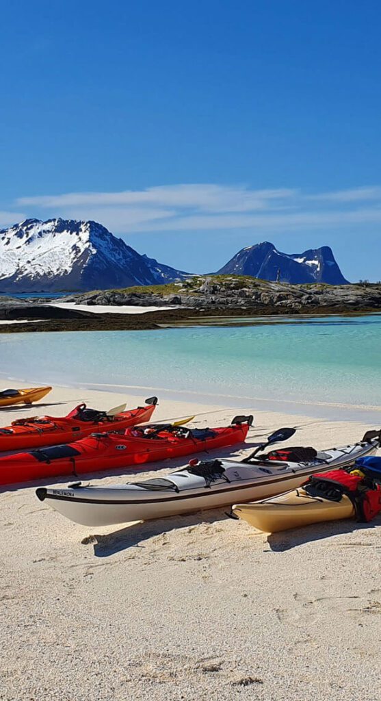 Kayaks on a beach
