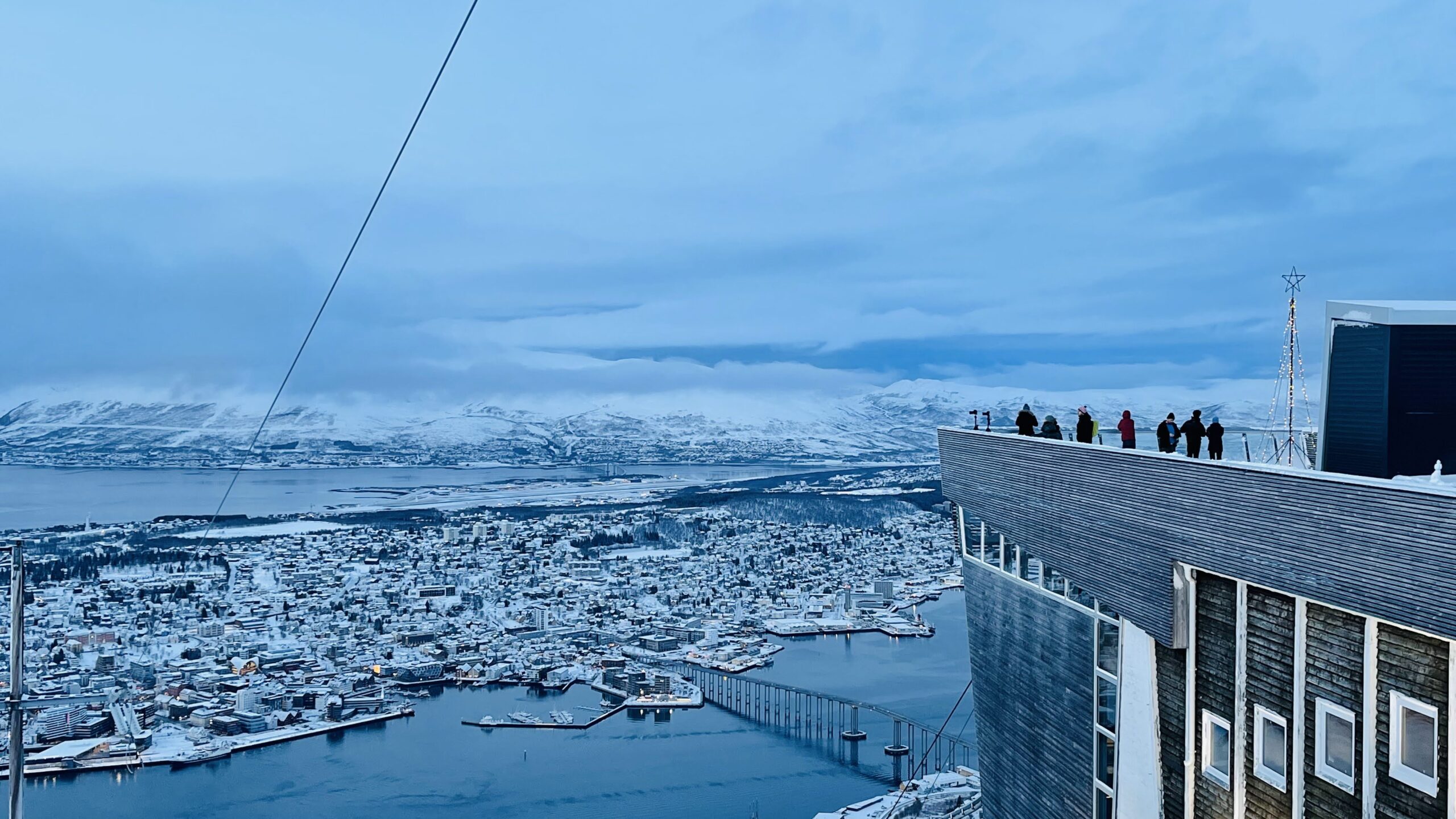 Picture of Tromsø from Fjellheisen cable car in winter