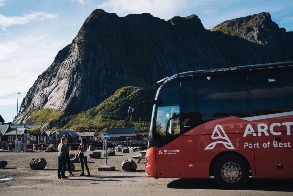 bus with mountain