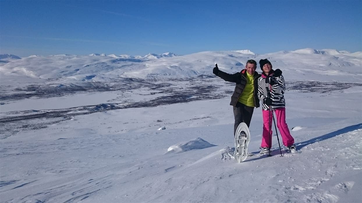 Snowshoeing near the Sacred mountain of Saana