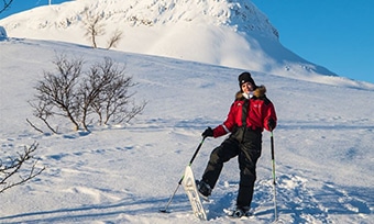 Snowshoeing near the sacred mountain of Saana