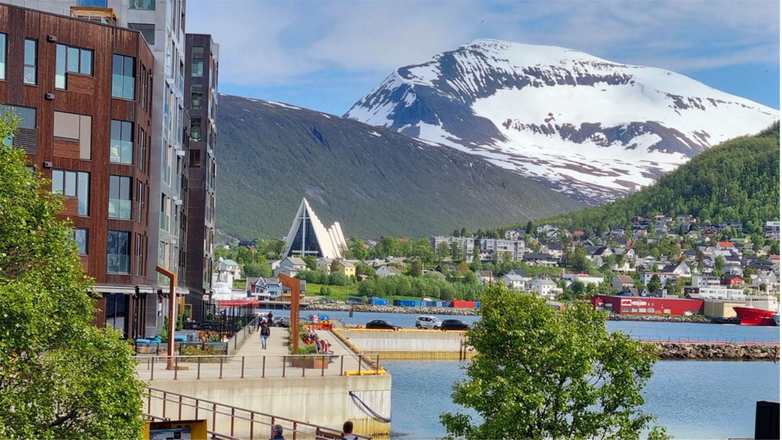 View of the arctic cathedral from the city center during summer time.