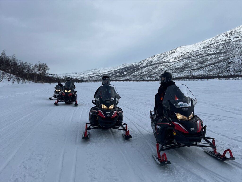 Snowmobile expedition morning in beautiful Skibotn Valley, from Tromsø